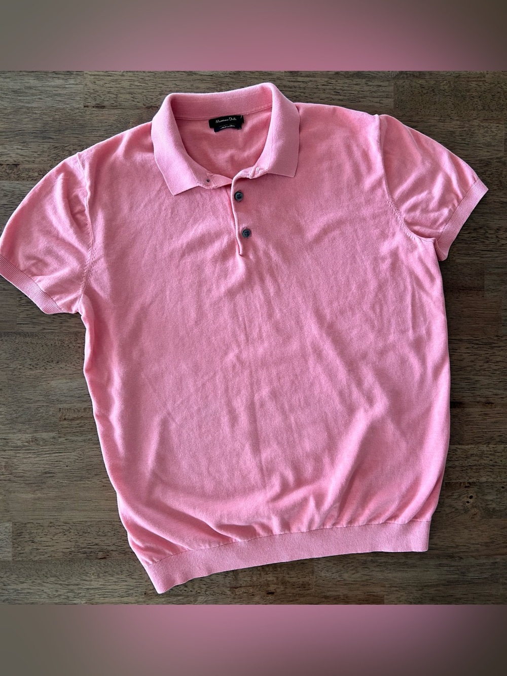 Massimo Dutti Men's Soft Pink Short-Sleeve Polo